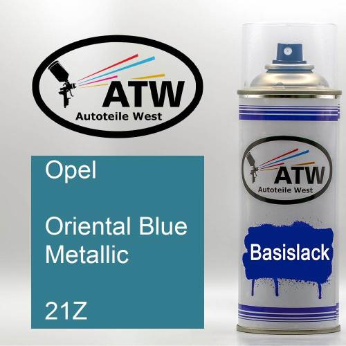 Opel, Oriental Blue Metallic, 21Z: 400ml Sprühdose, von ATW Autoteile West.